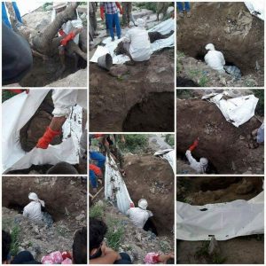 تعز … العثور على خمس جثث لجنود موالين للإصلاح قبروا أحياء من قبل كتائب أبو العباس