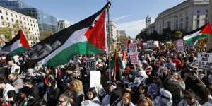 تظاهرات في واشنطن بالآلاف تنديداً بدعم أمريكا لإسرائيل في الحرب على غزة